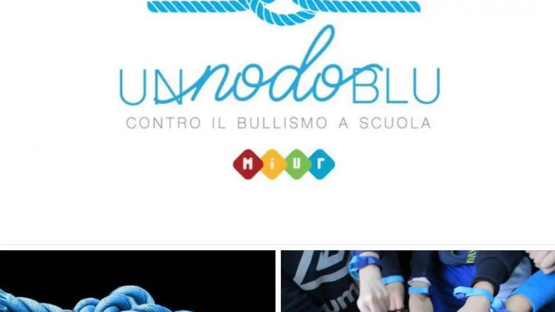 No Al Bullismo, gli alunni dell’Istituto di Difesa Grande consegnano un noso blu al sindaco Francesco Roberti.