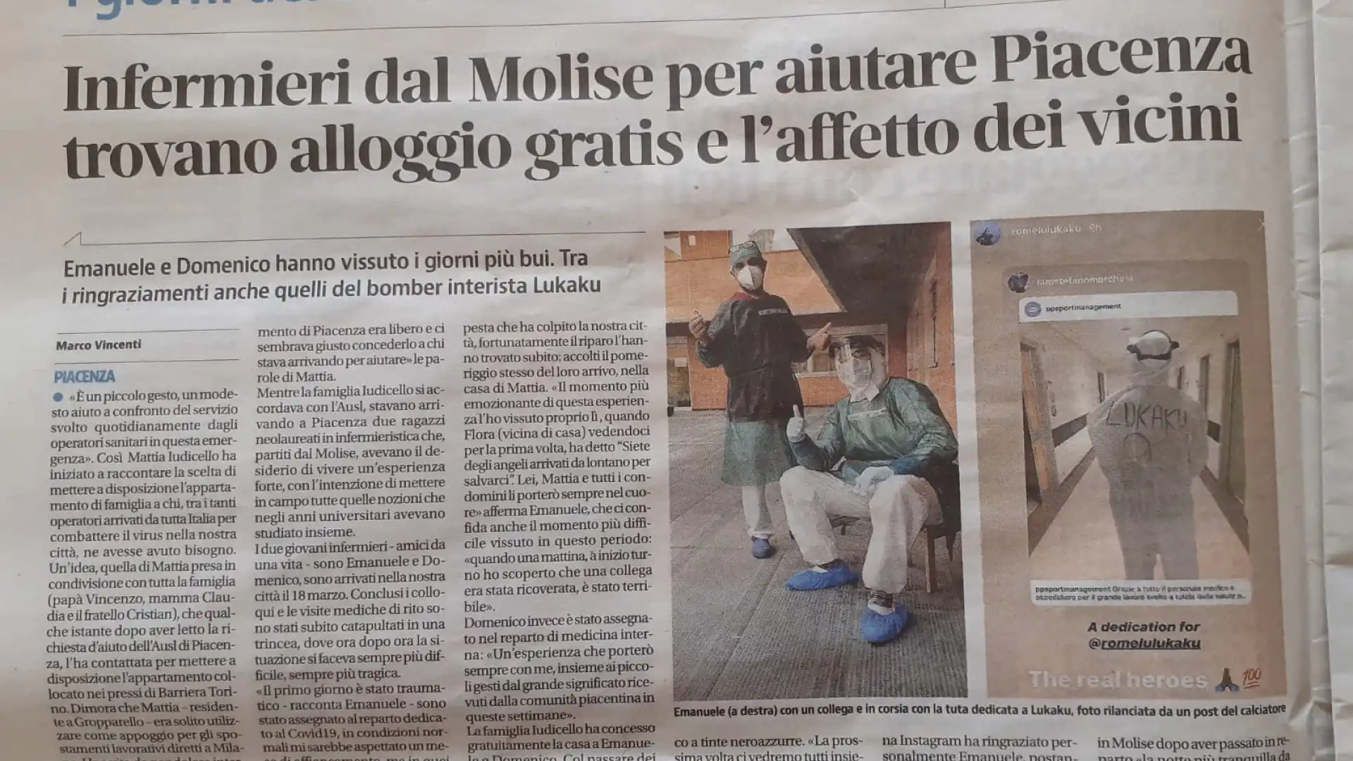 Infermieri dal Molise per aiutare Piacenza. Trovano alloggio gratis e l’affetto dei vicini di casa.