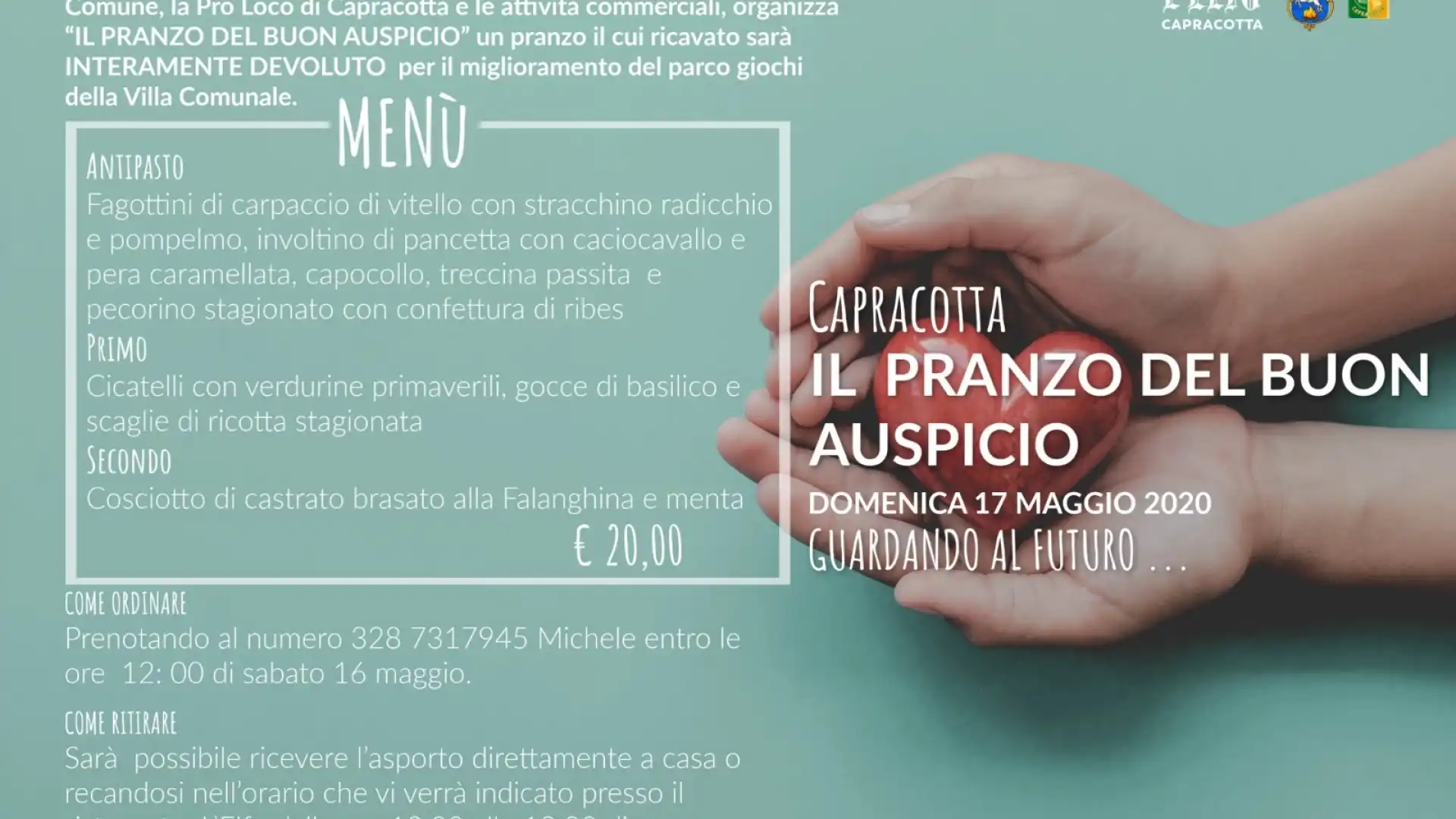 Capracotta, un pranzo da asporto di buon auspicio col pensiero ai più piccoli. Il paese prova a ripartire.