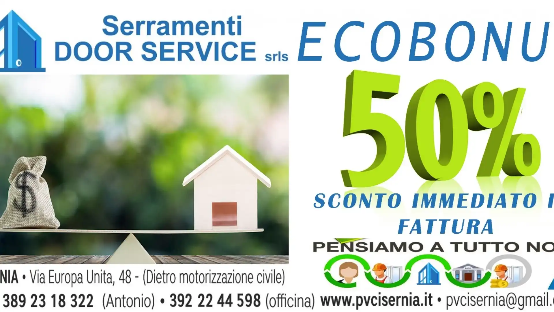 Ecobonus: da Door Service Srls il 50% di sconto per i clienti e svolgimento pratiche in sede.