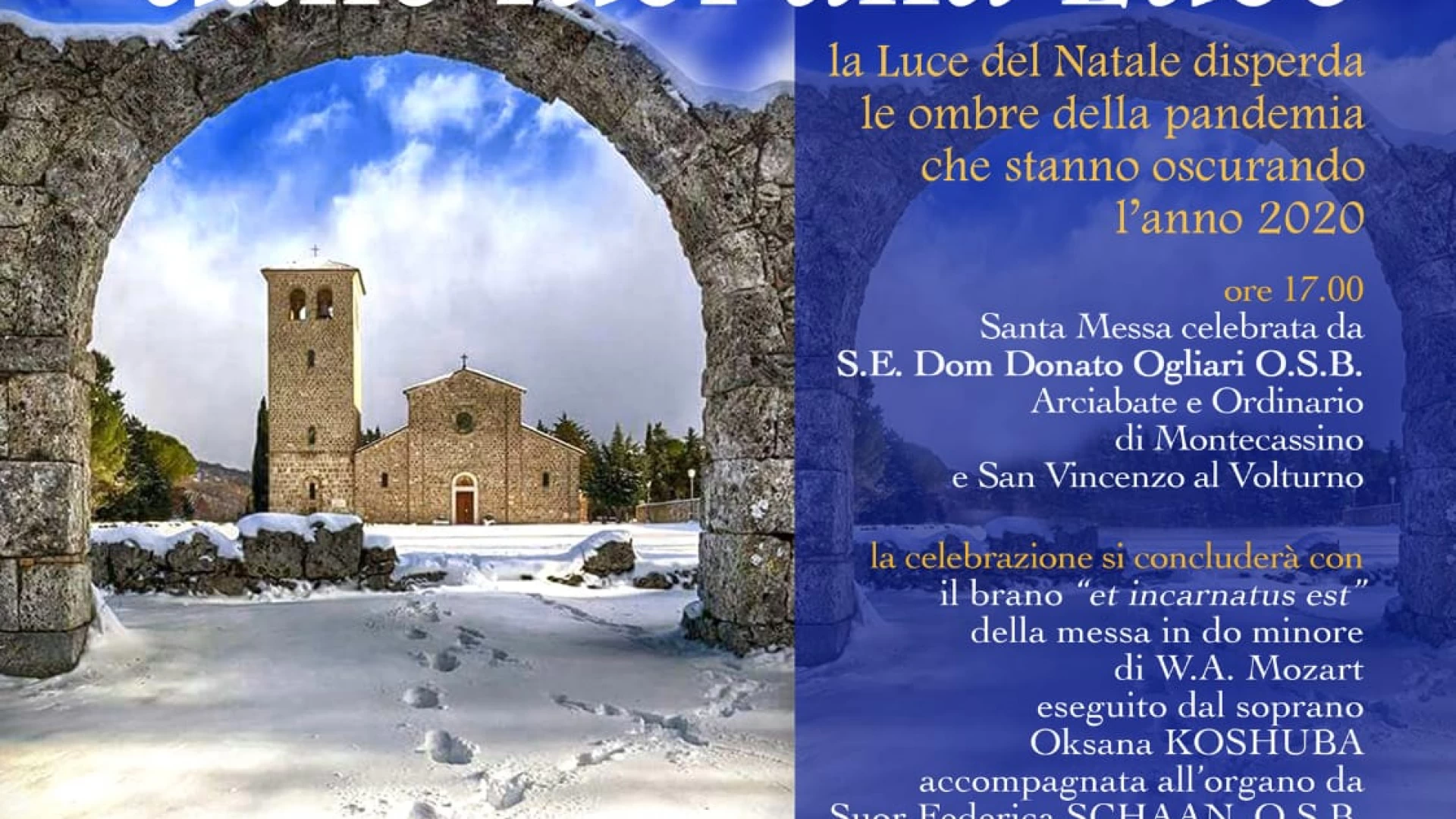 Dalle Luci alla Luce, sabato 5 dicembre l’accensione dell’albero di Natale presso l’Abbazia di San Vincenzo.