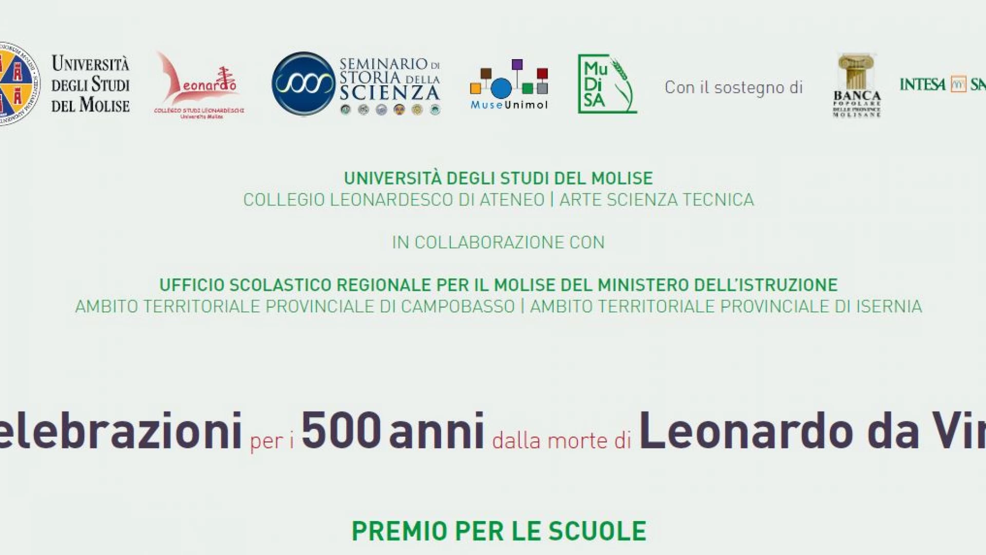 500 anni dalla morte di Leonardo Da Vinci, all’Unimol la premiazione del concorso a lui dedicato.