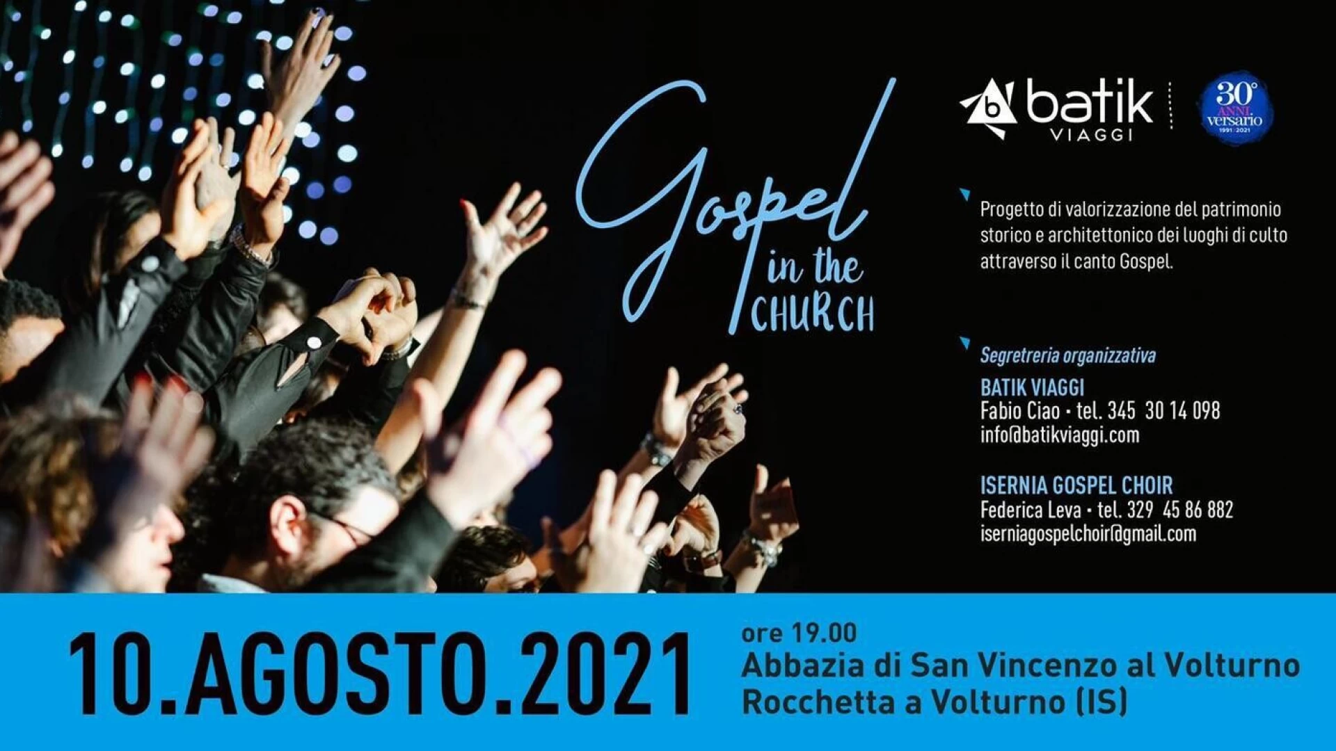 Parte Gospel in the Church, il nuovo progetto di Batik Viaggi e dell’Isernia Gospel Choir per valorizzare i luoghi simbolo del Molise