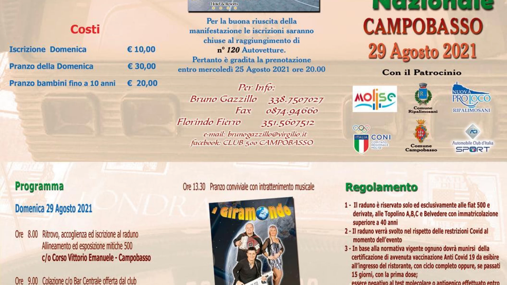Campobasso: domenica torna il raduno di Fiat 500 a Campobasso