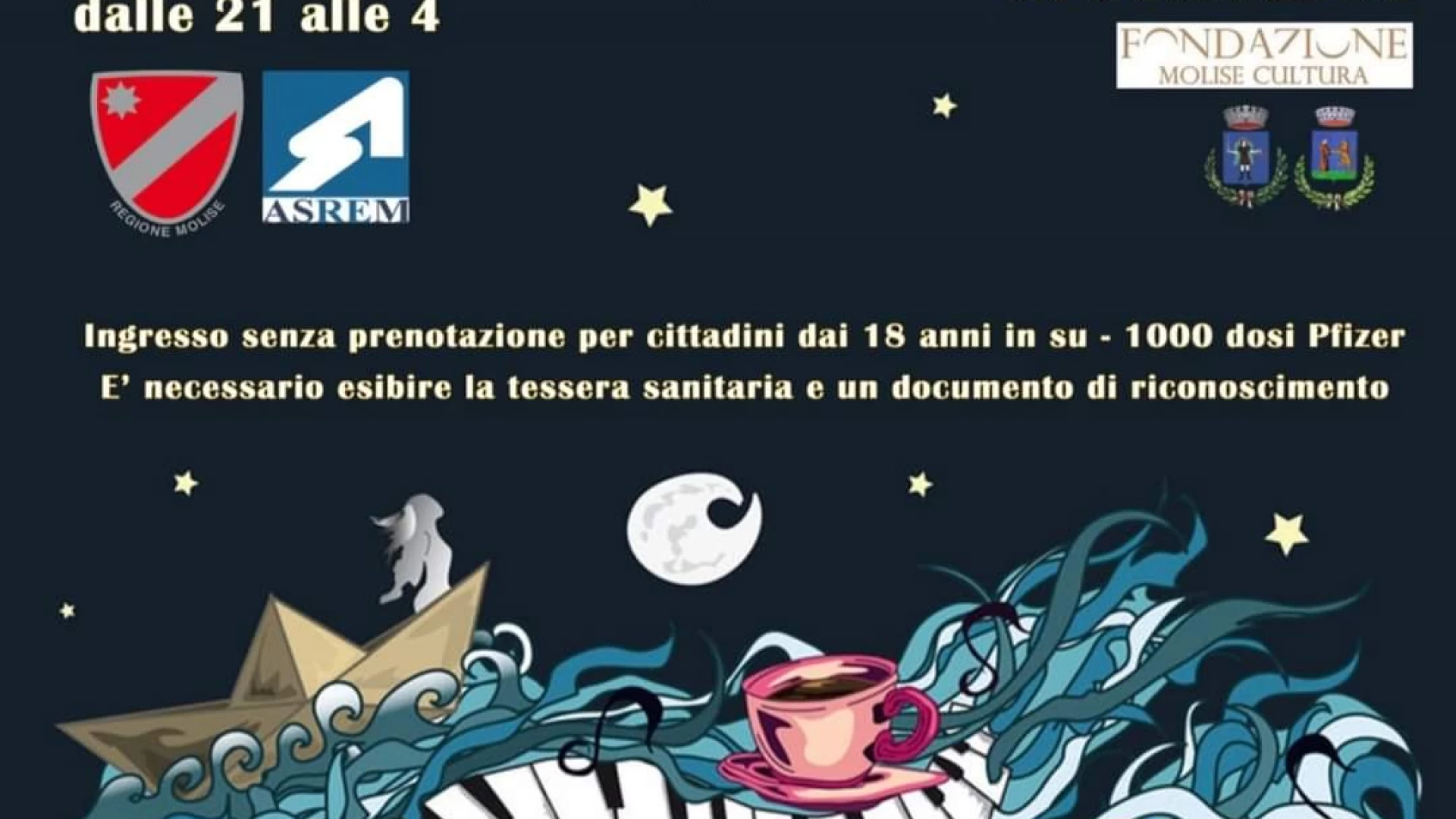 La notte dei Vaccini per immunizzarsi contro il Covid. Questa sera appuntamento a partire dalle ore 21 all'Ex Gil di Campobasso