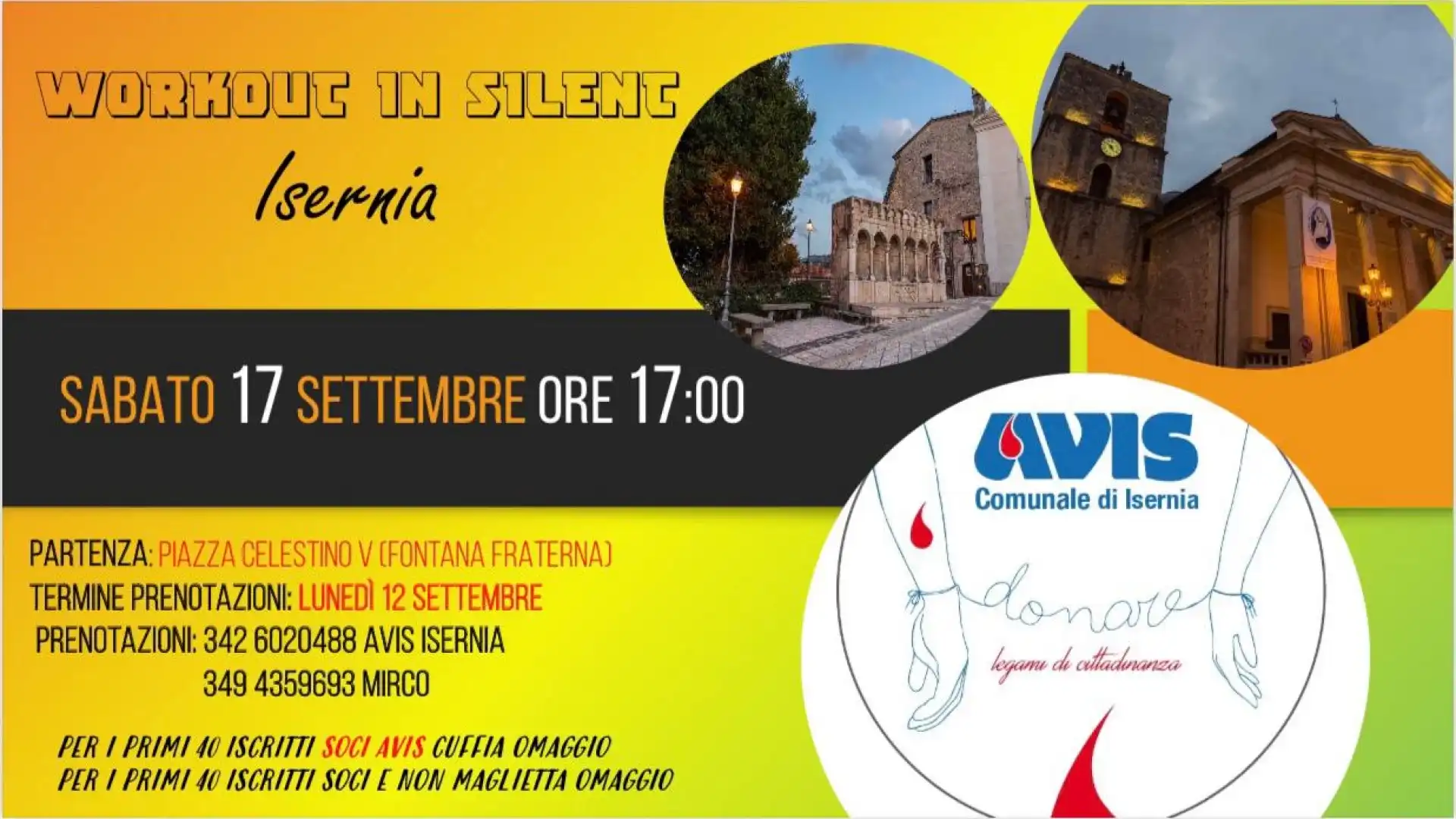 Workout in Silent, l’Avis Isernia organizza una giornata di benessere in musica