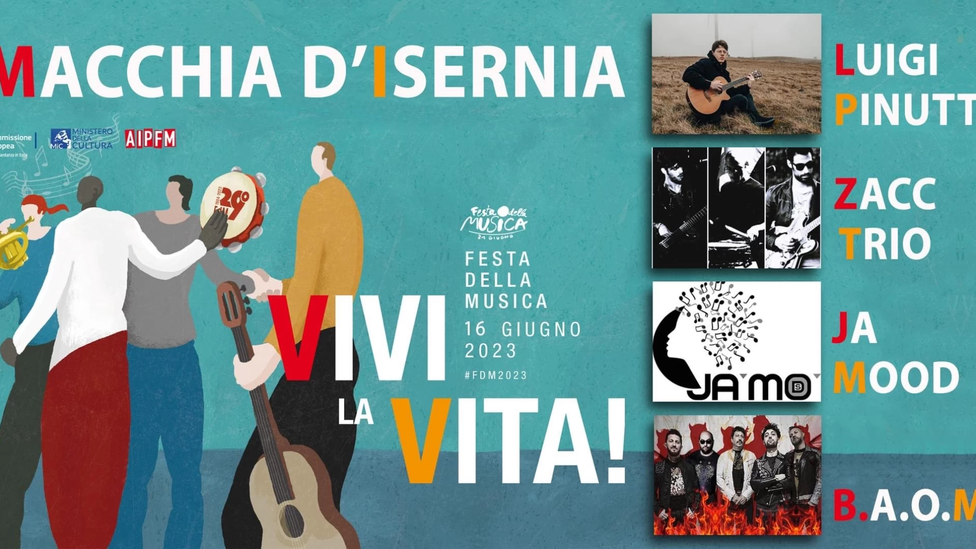 Macchia d'Isernia: festa della musica, quarto anno consecutivo di partecipazione per il comune molisano. Appuntamento per venerdì 16 giugno.