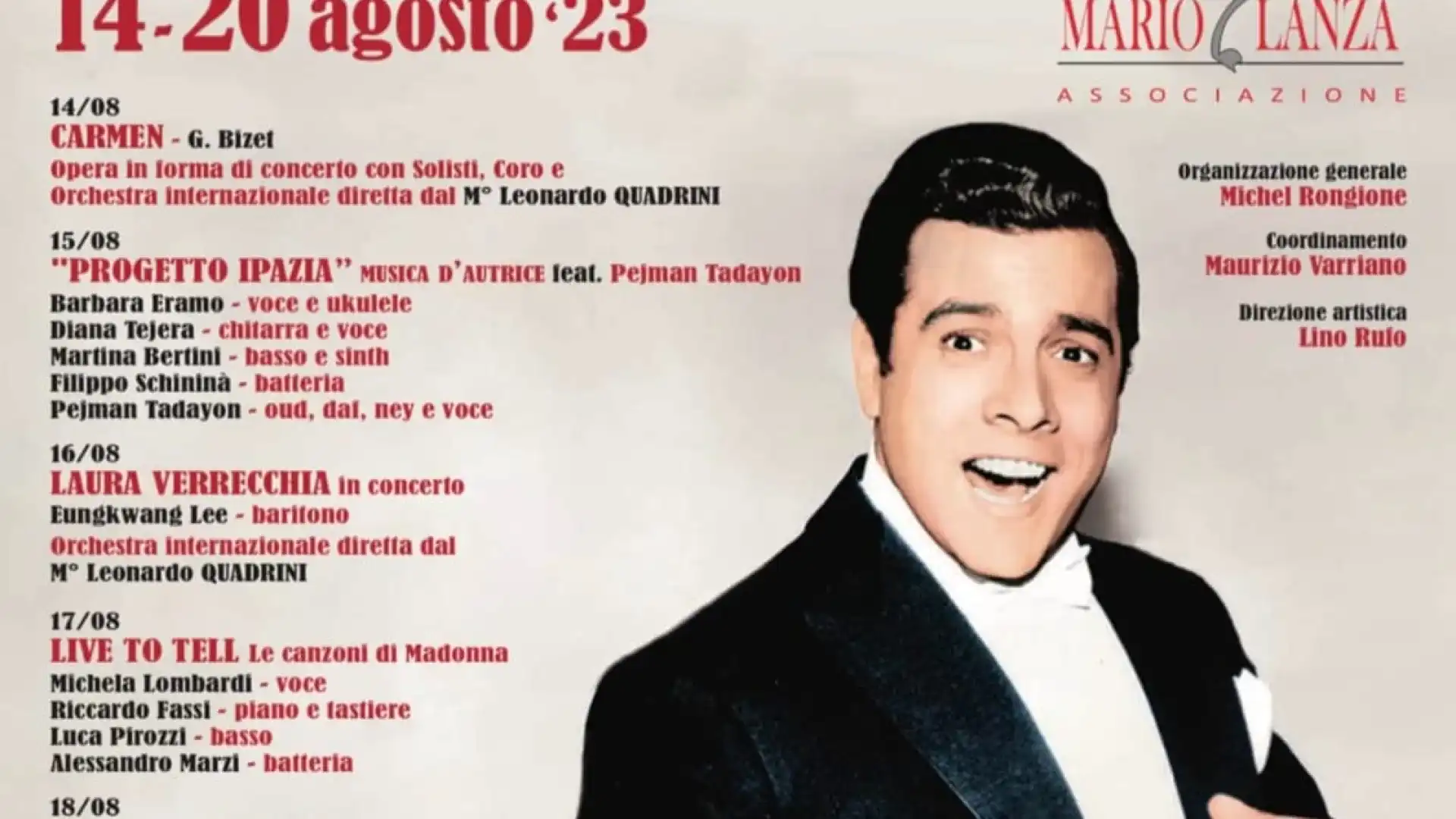 Al via il Festival Internazionale “Omaggio a Mario Lanza”. Il 9 agosto la presentazione dell’evento.