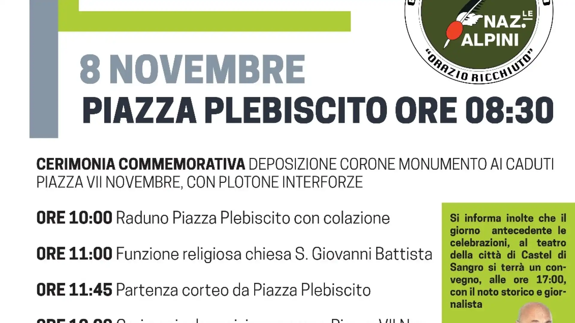 Castel Di Sangro: mercoledì 8 novembre la celebrazione degli ottanta anni dalla distruzione della città