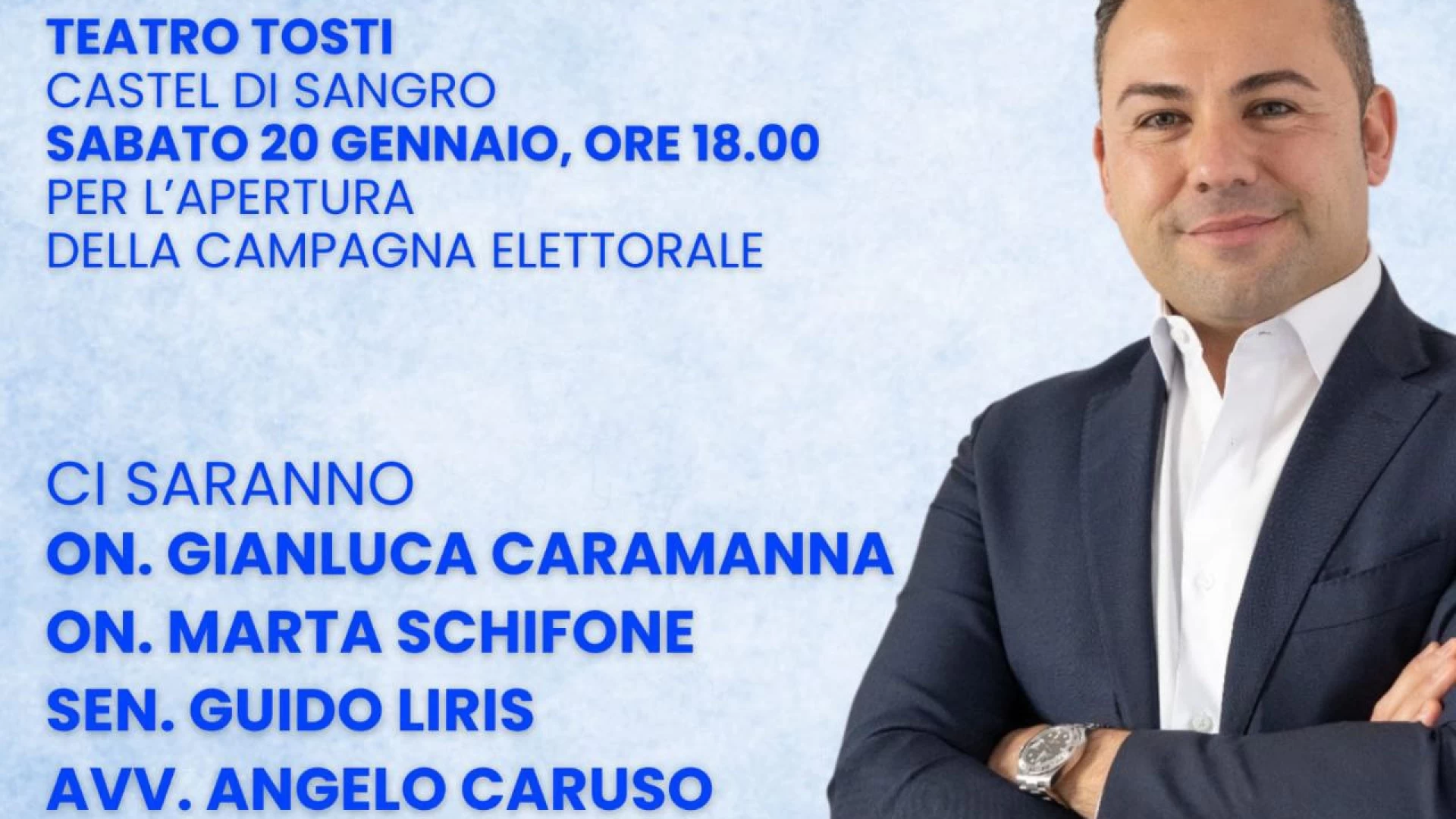 Regionali Abruzzo: Vincenzo Uzzeo di Fratelli d'Italia apre la sua campagna elettorale a Castel Di Sangro. Appuntamento al teatro Tosti.