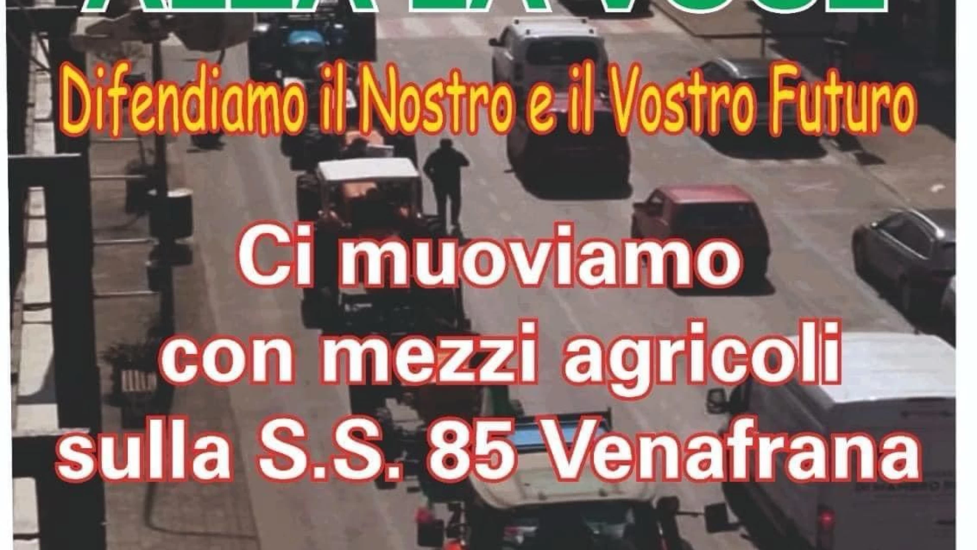 Agricoltori della Valle del Volturno in protesta sabato 2 marzo. Il corteo si ritrovera' presso il centro commerciale La Madonnella a Venafro.