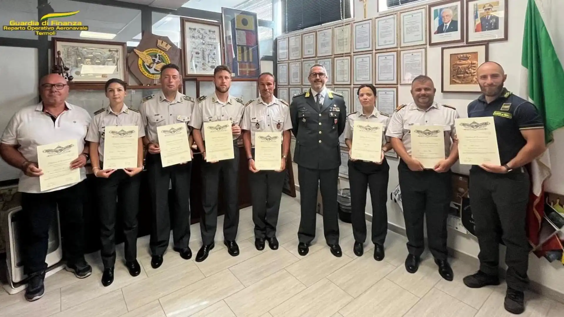 Termoli: presso la sede del Reparto operativo aeronavale della Finanza la consegna dei diplomi di benemerenza della fondazione “Carnegie”.