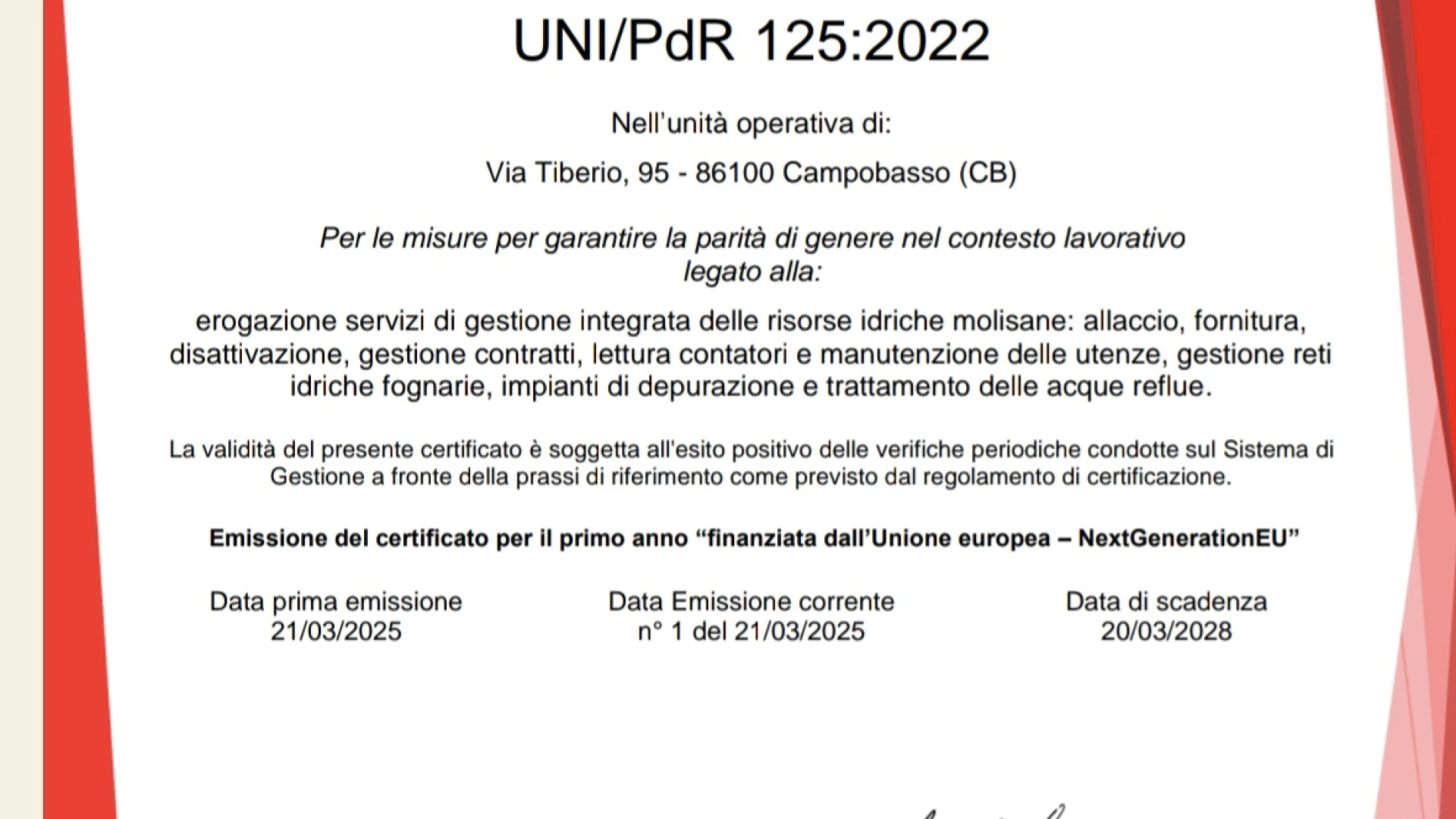 Parità di genere nel contesto lavorativo, importante riconoscimento alla Grim Molise