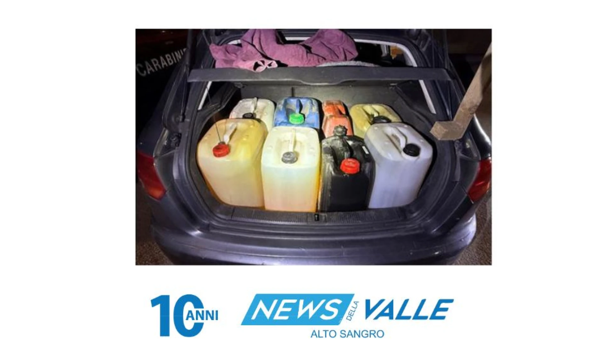 Agnone: 250 litri di carburante nascosti nel bagagliaio. Denunciato dai Carabinieri.