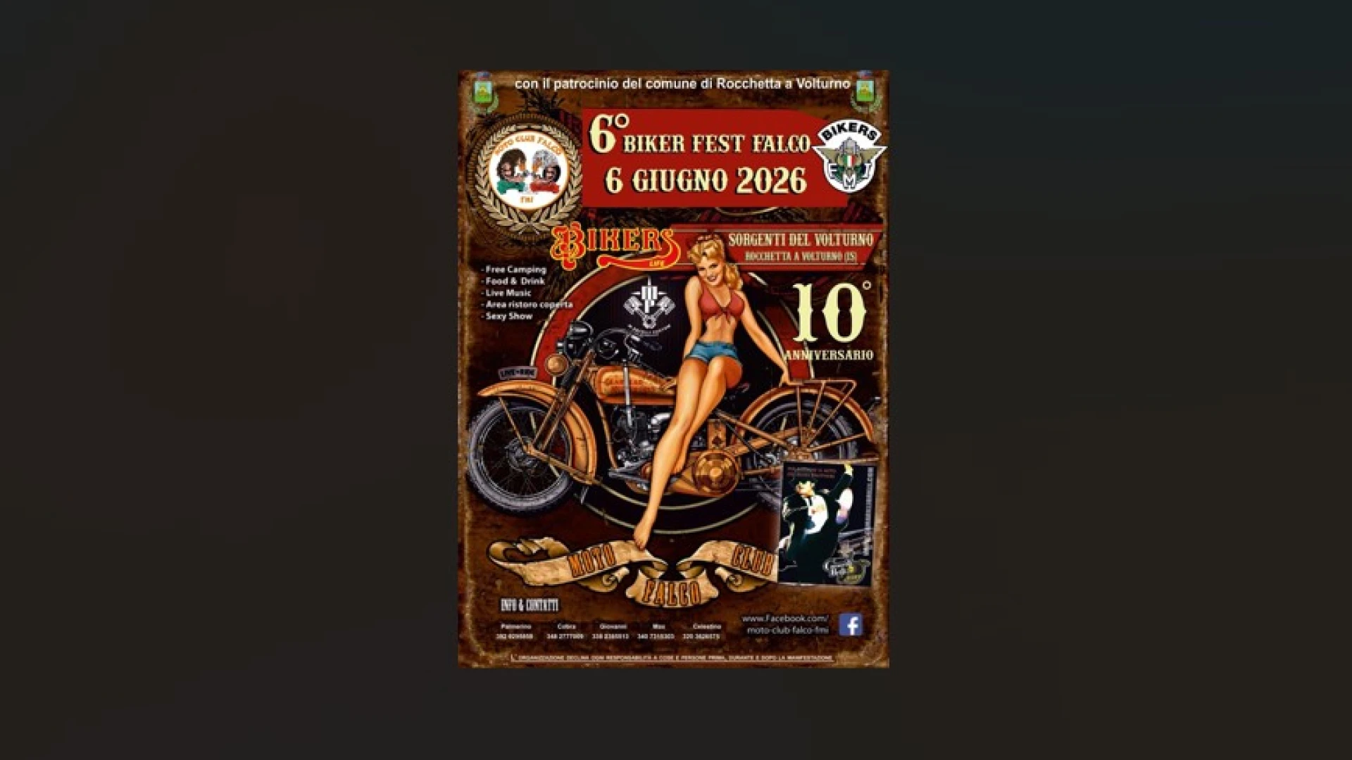 Rocchetta a Volturno: sabato 6 giugno torna il Biker Fest Falco. L’evento alle Sorgenti del Volturno.