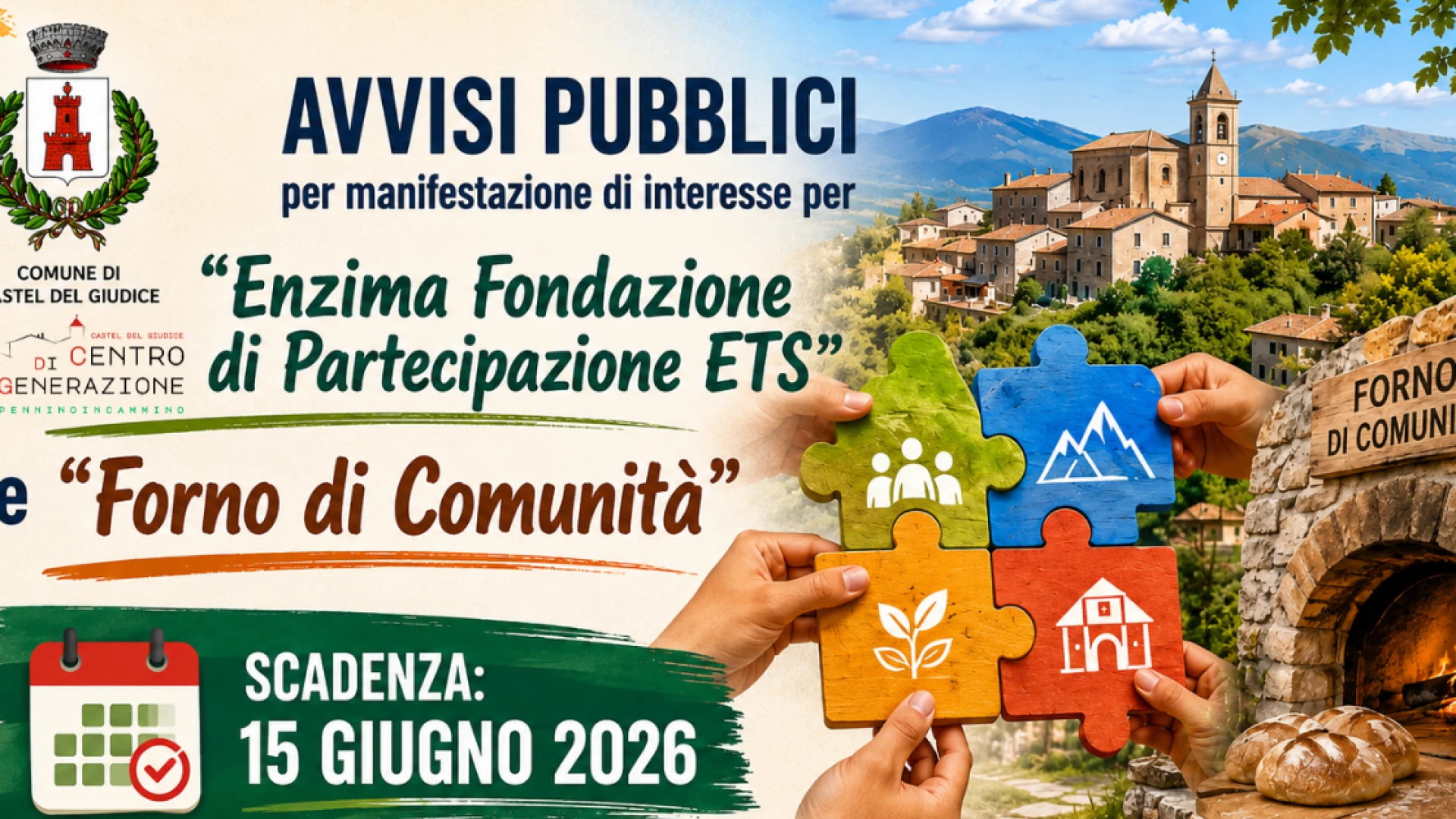 Castel del Giudice, al via le manifestazioni di interesse per la Fondazione di Partecipazione e il Forno di Comunità
