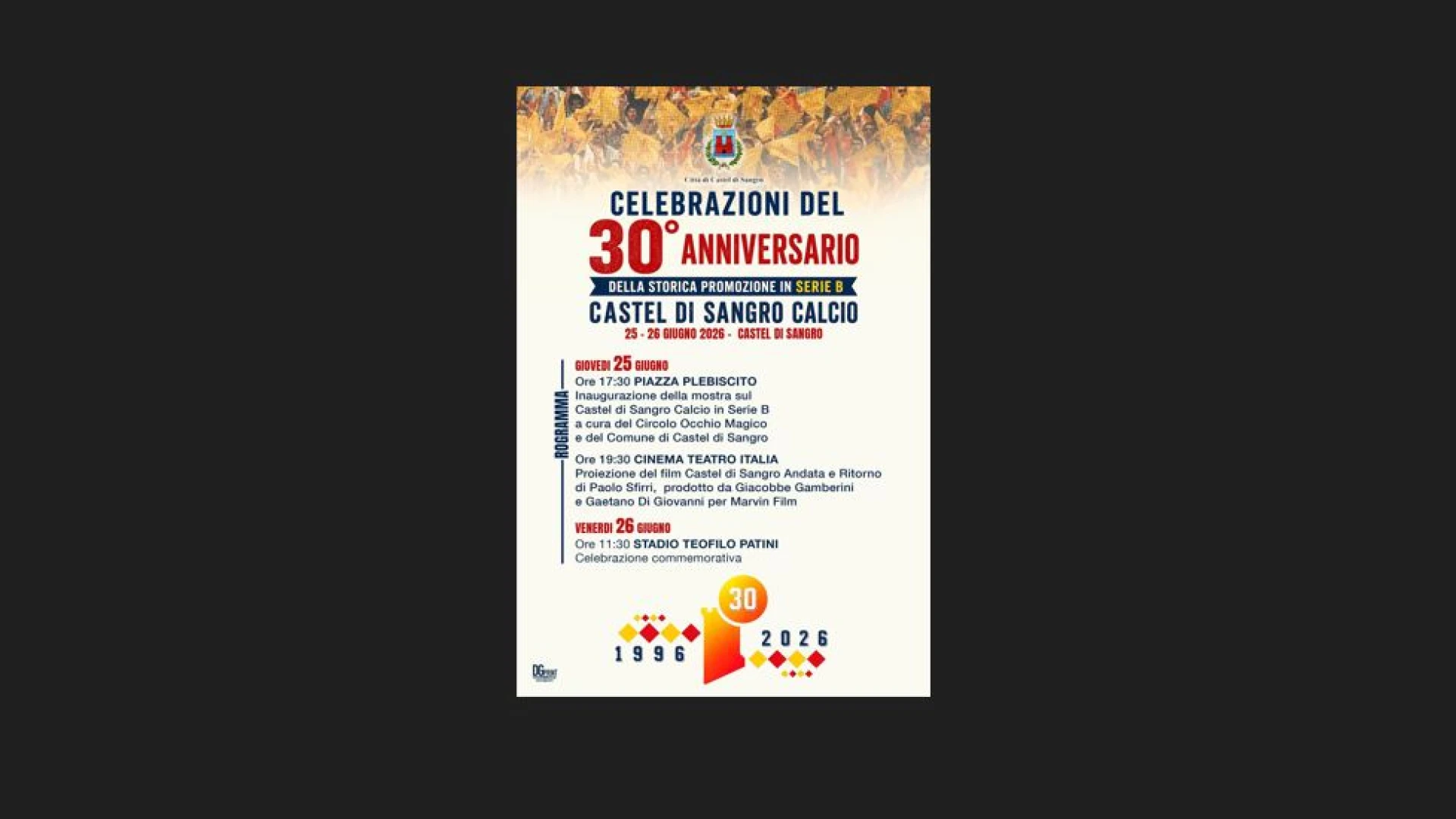 30 anni dalla storica promozione del Castel Di Sangro in serie B. In città si celebra l’anniversario.