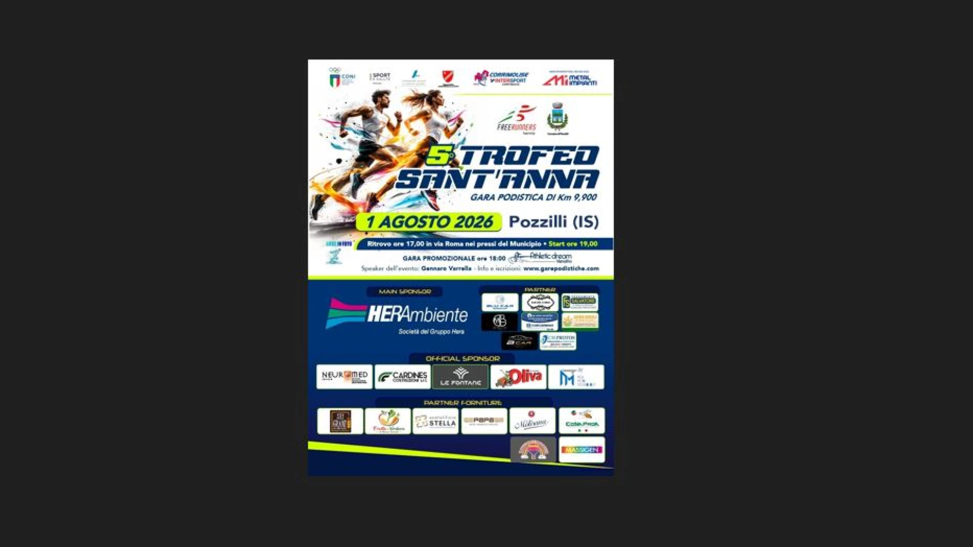 Atletica: si presenta il trofeo Sant’Anna di Pozzilli. Appuntamento lunedì 27 luglio con la conferenza stampa.