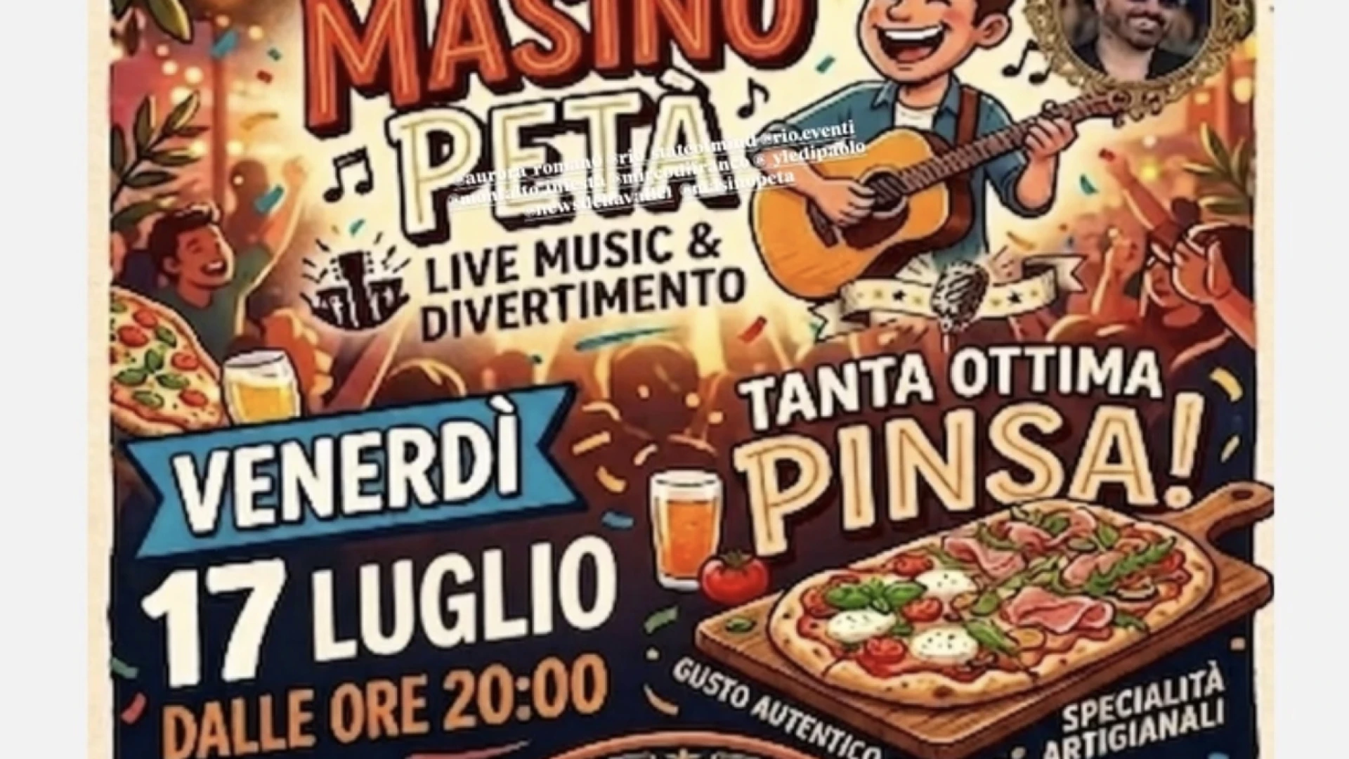 Rionero Sannitico: al via le serate live del River Caffe’. Venerdì 17 luglio esibizione di Masino Petà e ottima pinsa per tutti.