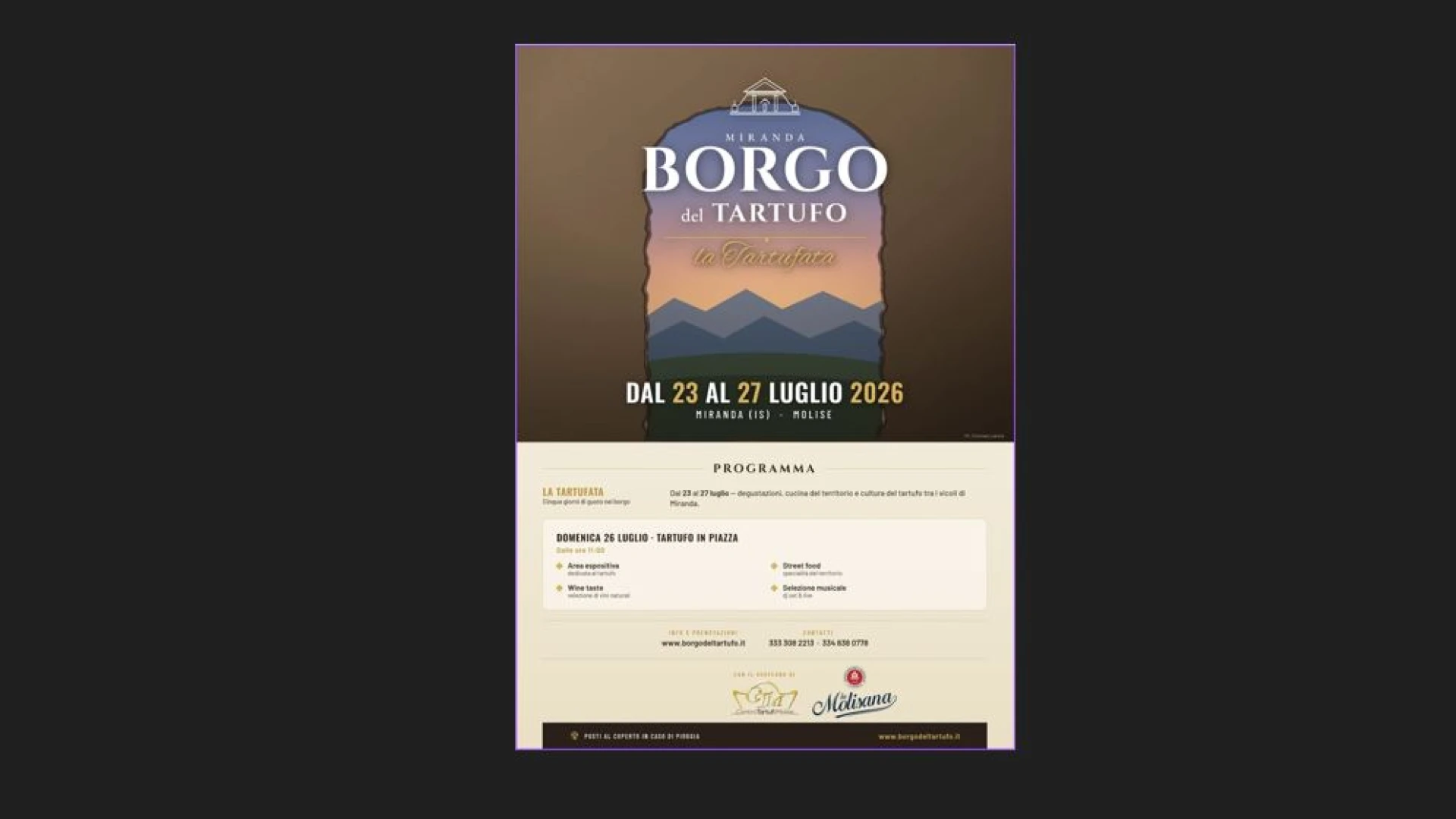 Miranda Borgo del Tartufo: dal 23 al 27 luglio torna la settimana dedicata al tartufo e alla storica Tartufata