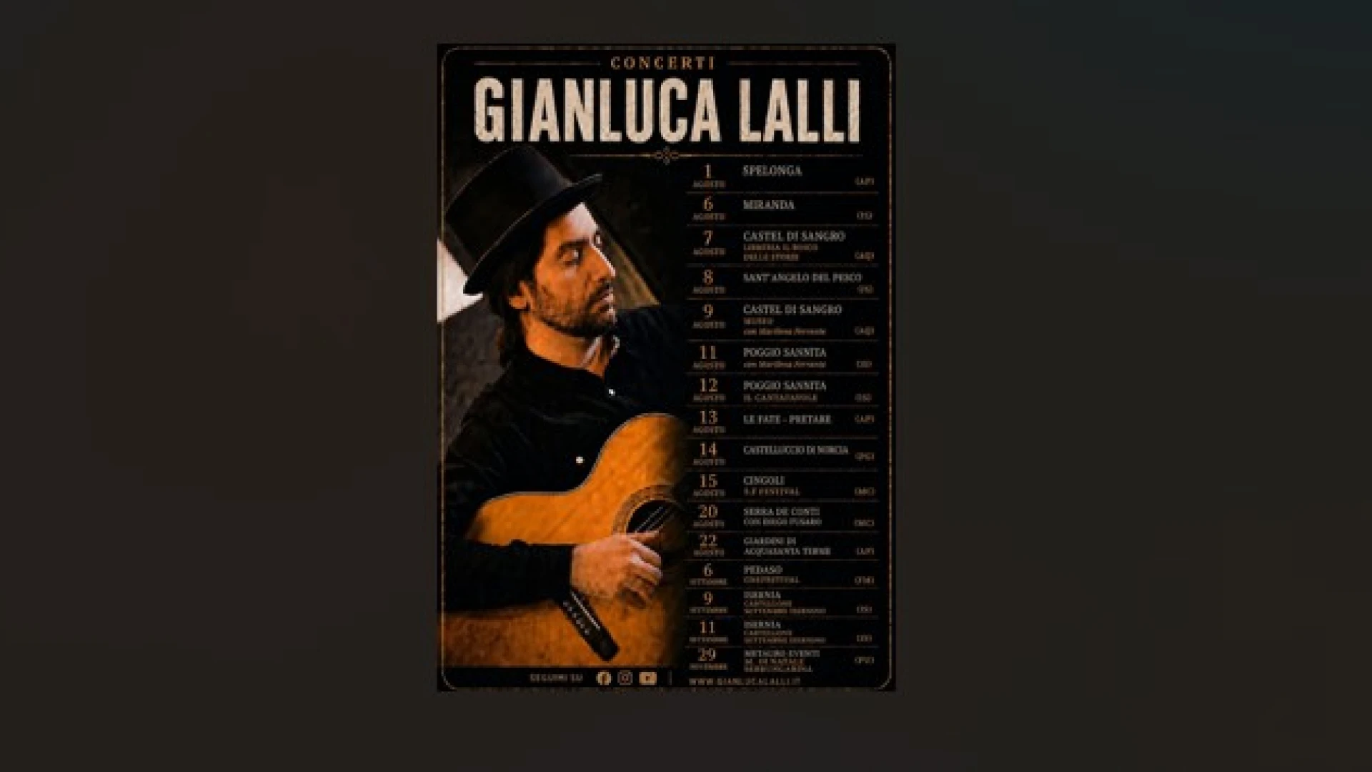 Il tour molisano del cantautore Gianluca Lalli. Diverse le tappe tra Molise ed Abruzzo.