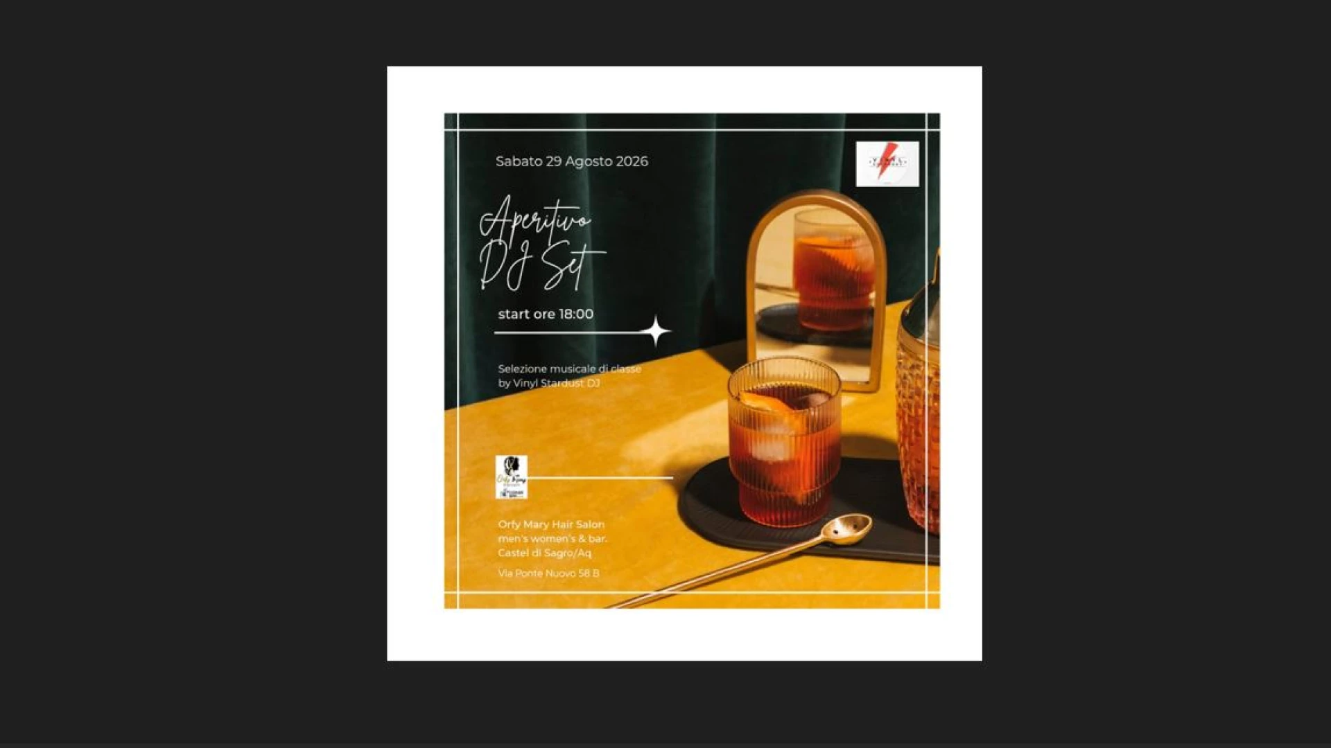 Castel Di Sangro: Orfy Mary Hair Salon & Bar raddoppia. Nuova serata con aperitivo in musica. Appuntamento sabato 29 agosto.