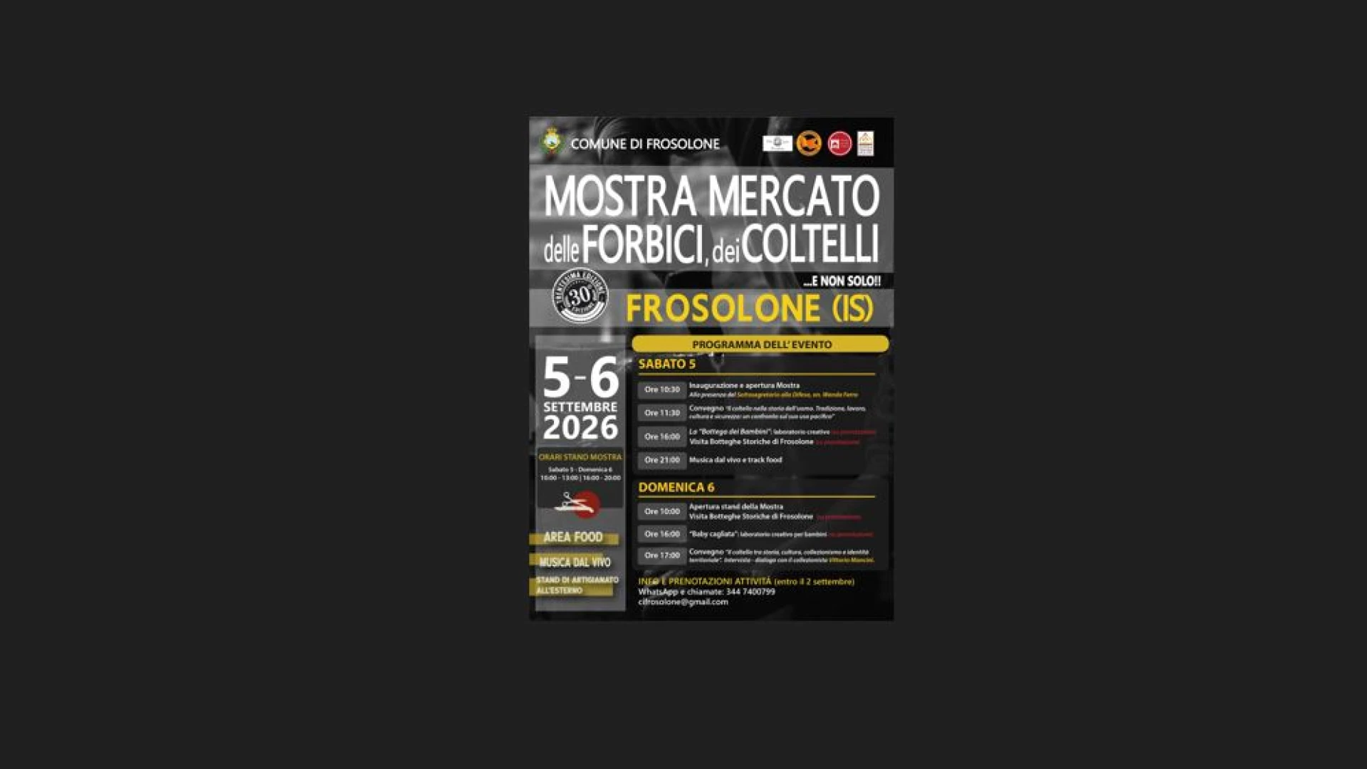 Frosolone presenta la 30°esima mostra mercato nazionale delle forbici e dei coltelli.