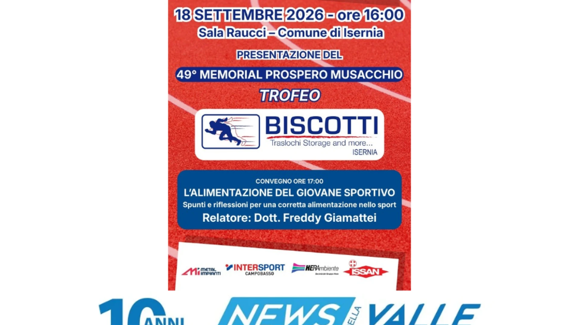 Isernia: si presenta la 49°esima edizione del memorial Musacchio di atletica leggera