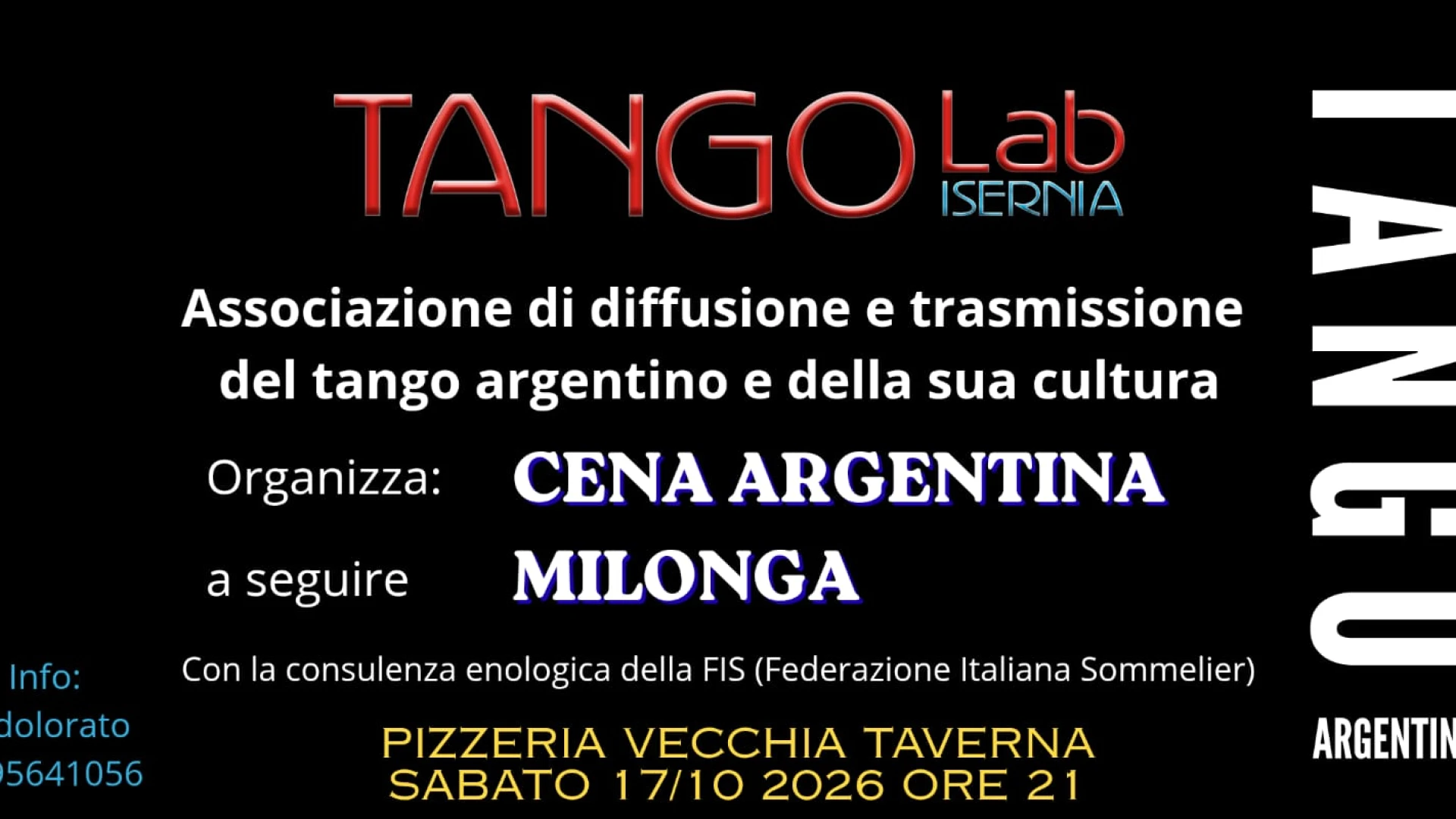 Macchia d’Isernia: cena e vini argentini nella serata promossa da TANGO LAB Isernia e Fondazione Italiana Sommelier.