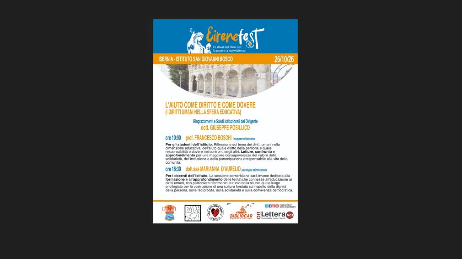 Il “ Progetto Eirenefest” approda alla “San Giovanni Bosco” di Isernia
